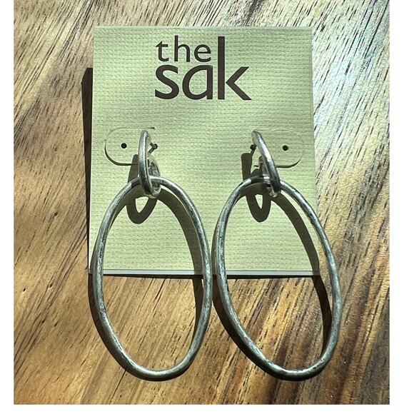 The SAK Silver Gold Tone Matte Finish Open Teardrop & Post Earrings Lot/2 NEW! - Picture 1 of 9